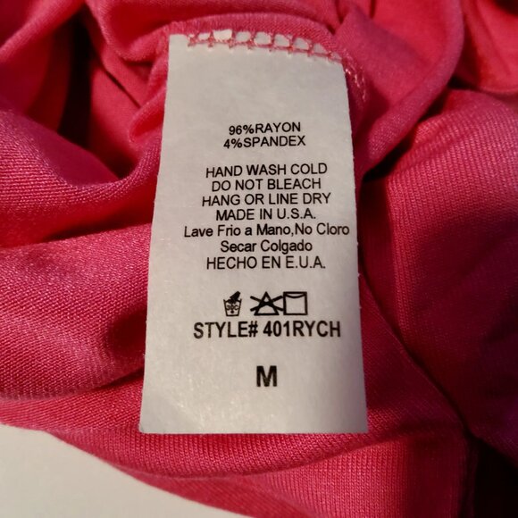 Womens Pink THJS A-Line Dress Size M Rayon & Spandex V-neckline Style# 401RYCH - Picture 2 of 10